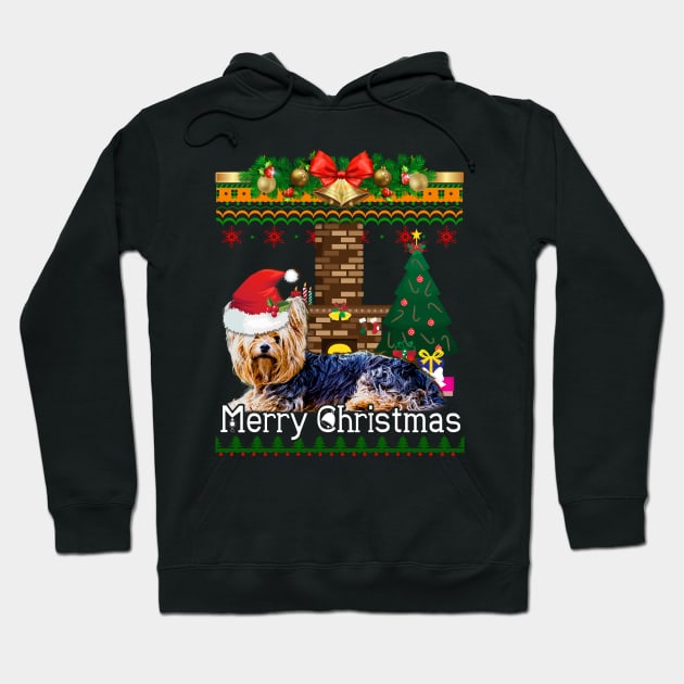 Ugly Christmas Sweater YORKSHIRE TERRIERS Hoodie by LaurieAndrew